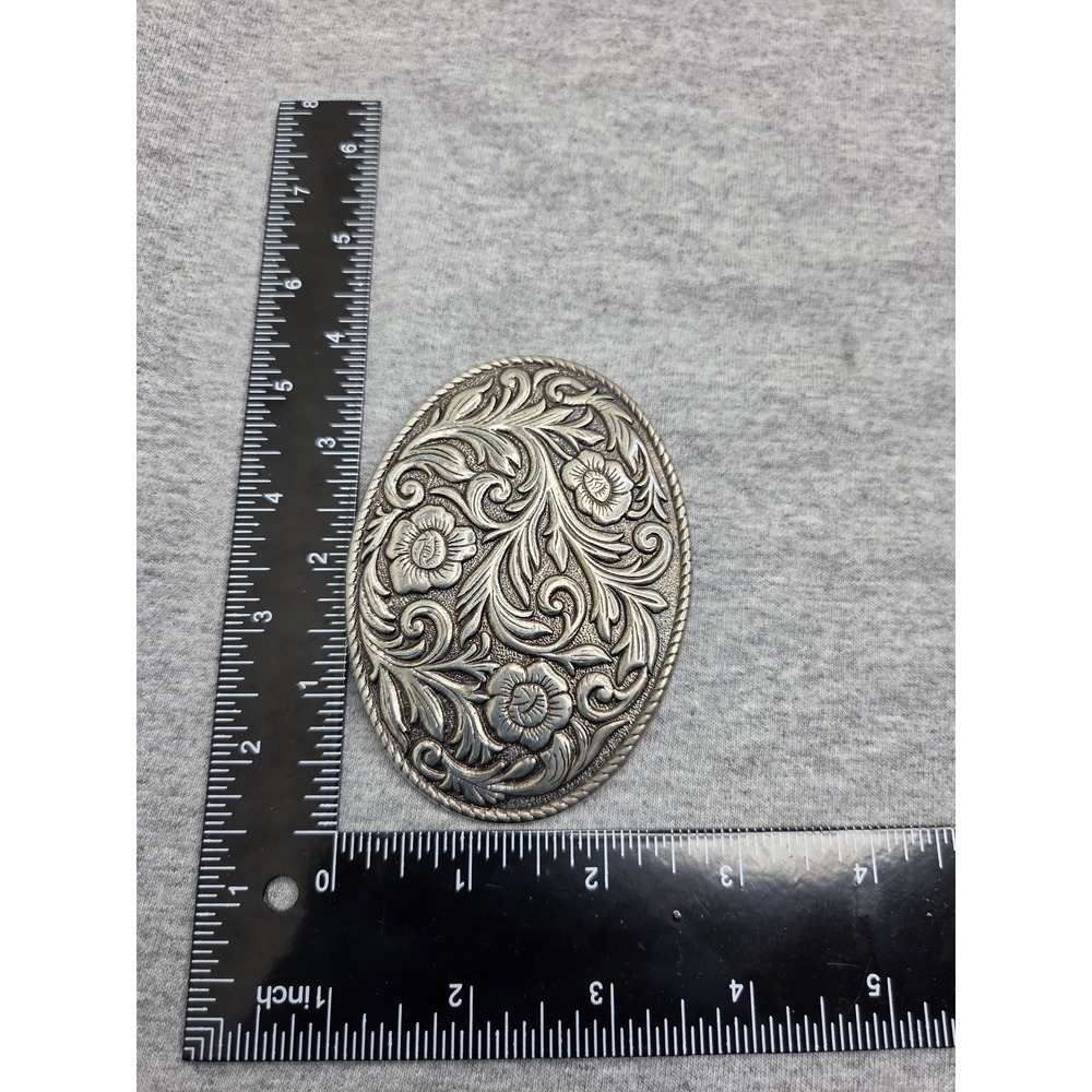 Large Floral Filigree Southwestern Rope Rodeo Flower Belt Buckle Western - Picture 5 of 7
